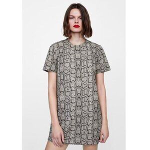 Zara Snakeskin Print Jacquard Mini Shift Dress